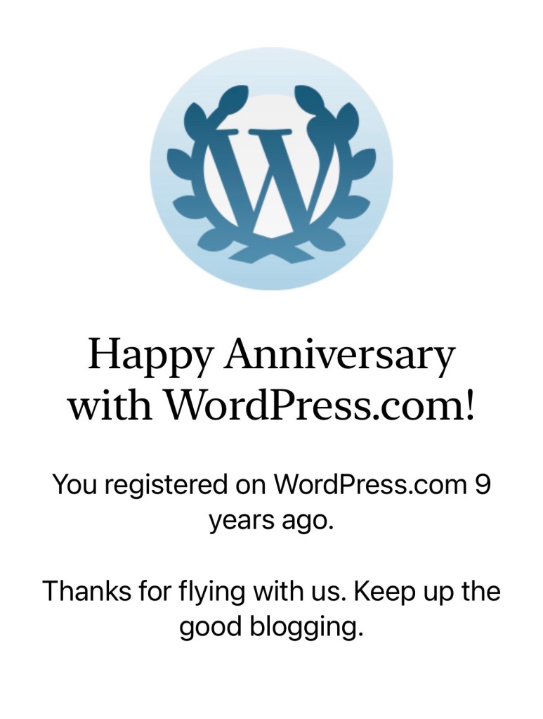 Nine years blogging anniversary 